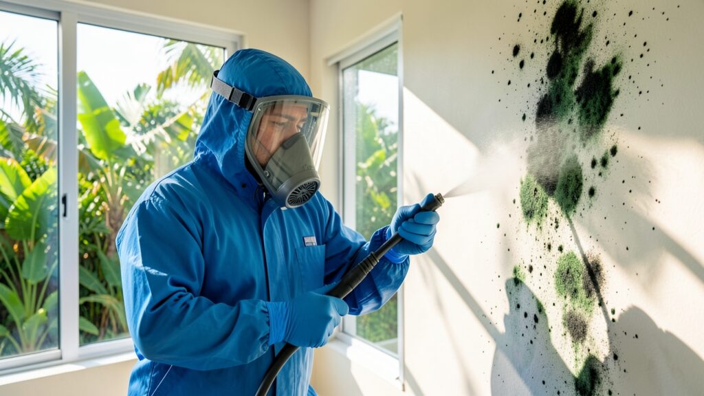 Mold remediation process in Coral FL home showing mold removal and cleanup in Coral FL.