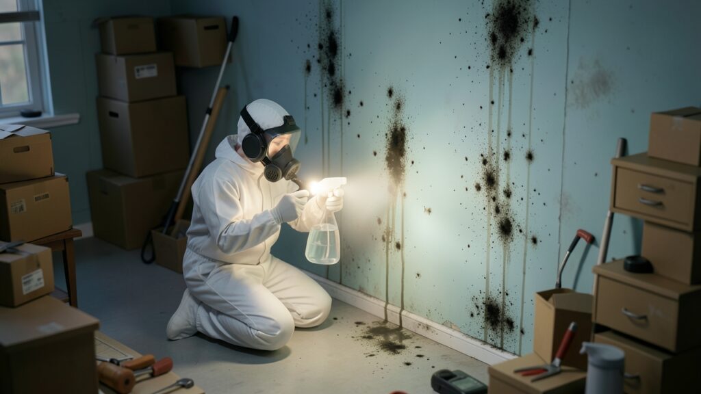 Mold remediation process in Grove FL home showing professional cleanup and mold removal techniques in Grove FL